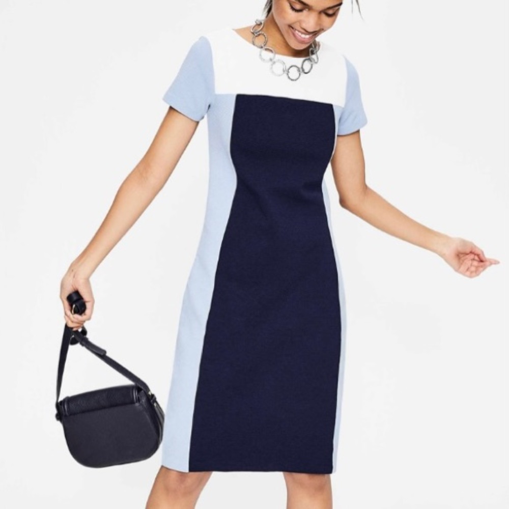Boden Modern Color Block Ponte Dress Blue Size 6